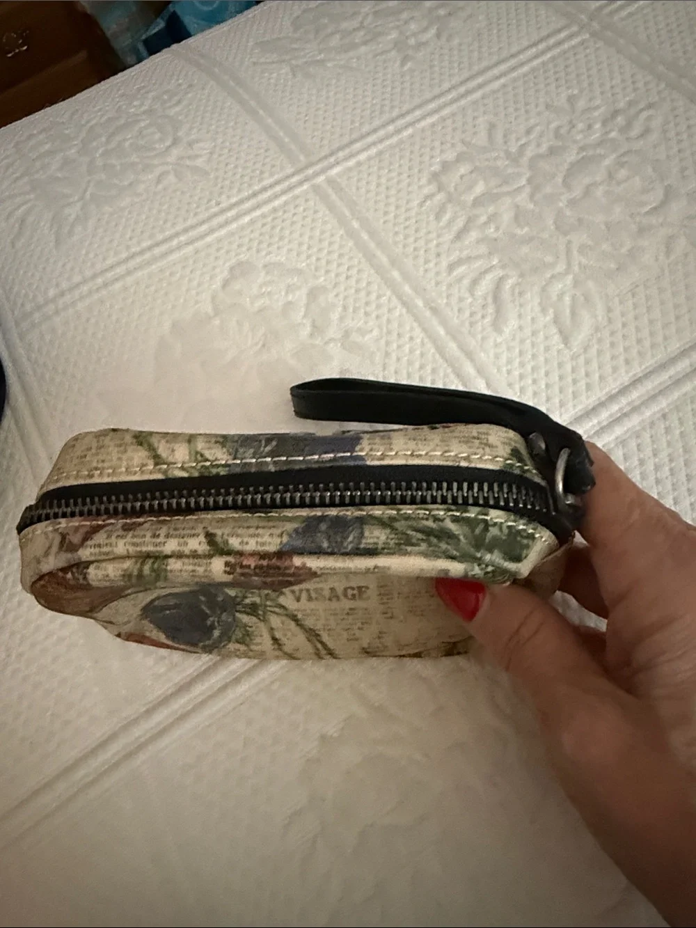 Patricia Nash Beige Floral Print Crossbody with Black Strap